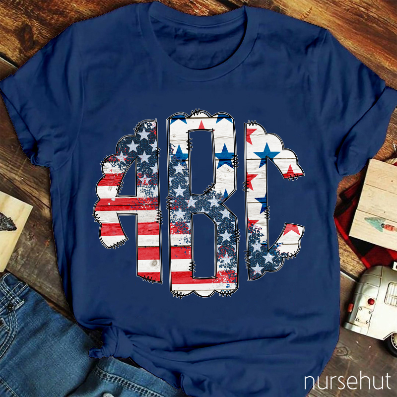 Personalized Independence Day ABC Letters Nurse T-Shirt