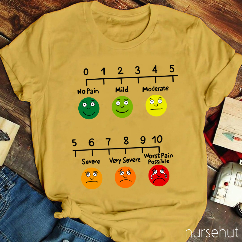 Pain Index No Pain Mild Moderate Severe Nurse T-Shirt