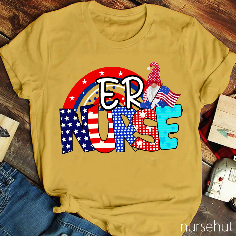 Personalized Department Independence Day ER Nurse T-Shirt