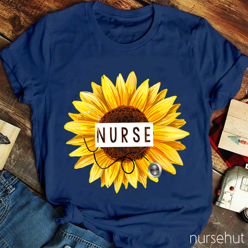 Sunflower And Stethoscope Nurse T-Shirt