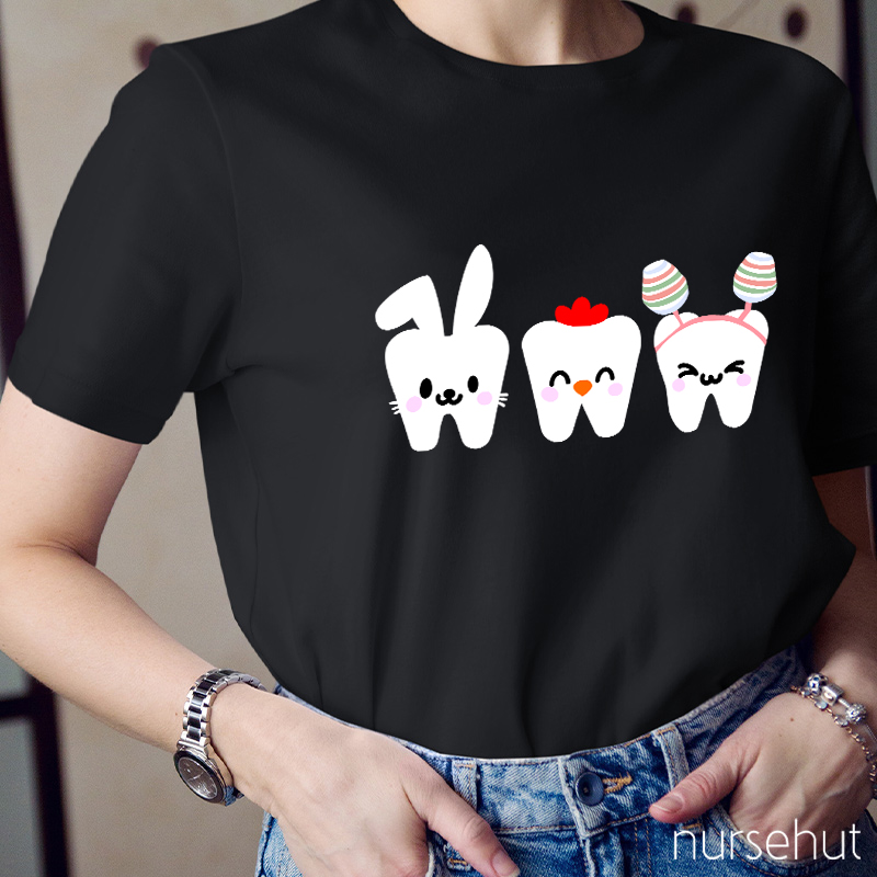 Tooth Bunny Chick Easter Nurse T-Shirt