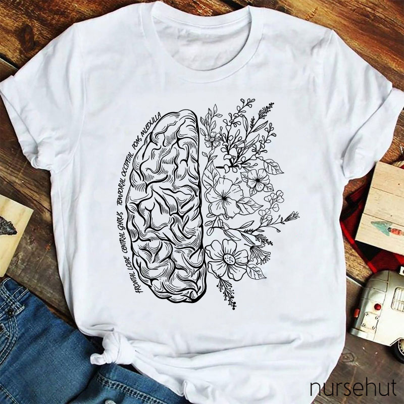 Half Brain And Flower Nurse T-Shirt