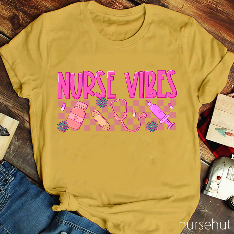 Nurse Life Pink Checkerboard Nurse T-Shirt