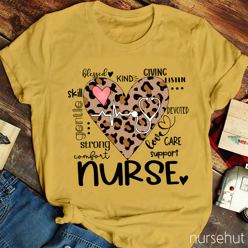 Leopard Excellent Quality Nurse T-Shirt