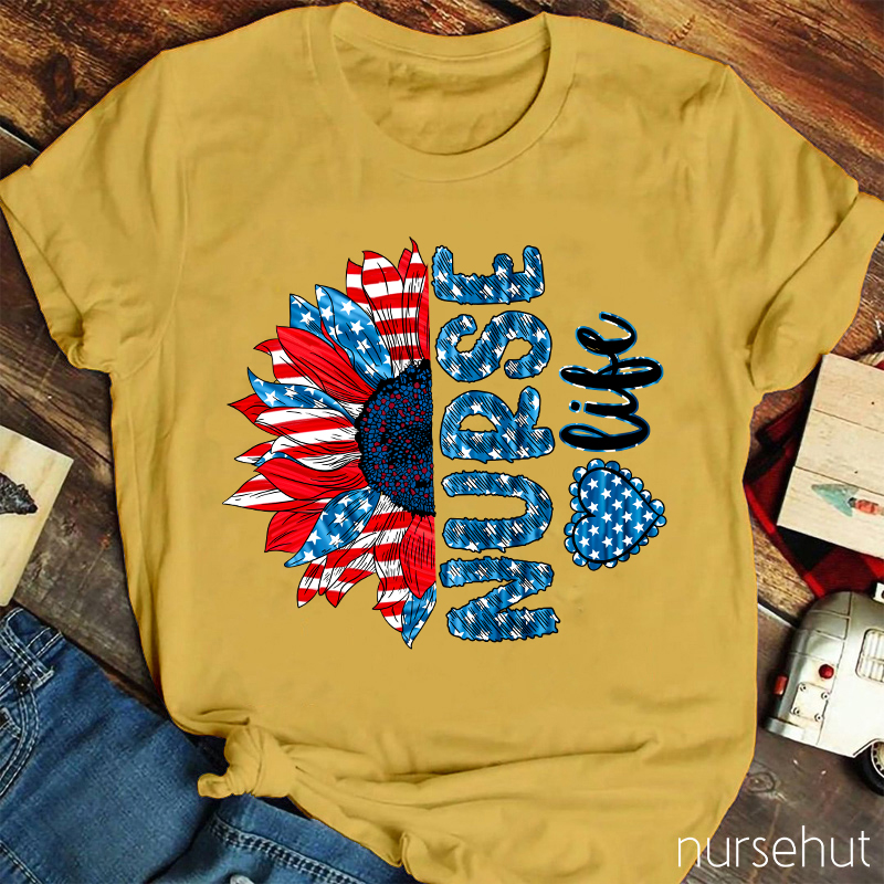 National Flag Sunny Flower Nurse T-Shirt