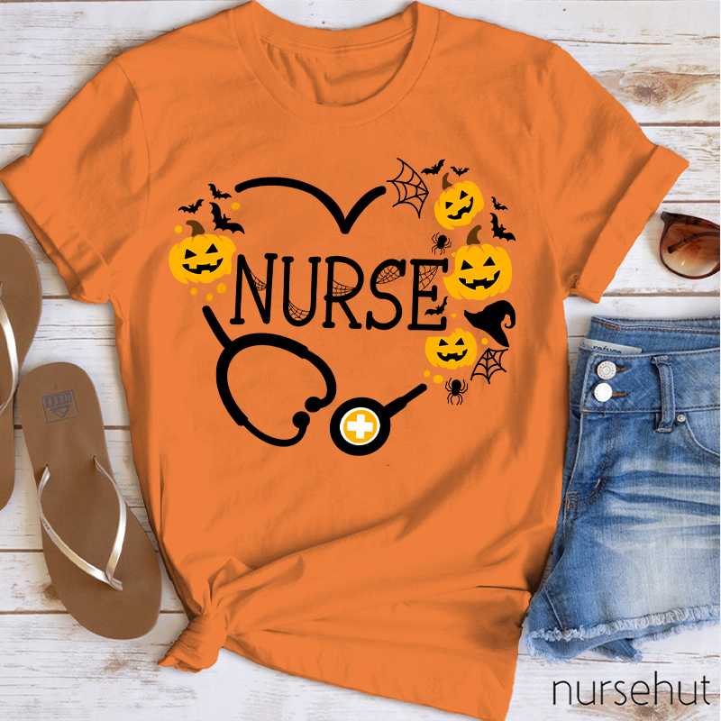 Pumpkin Stethoscope Nurse T-Shirt