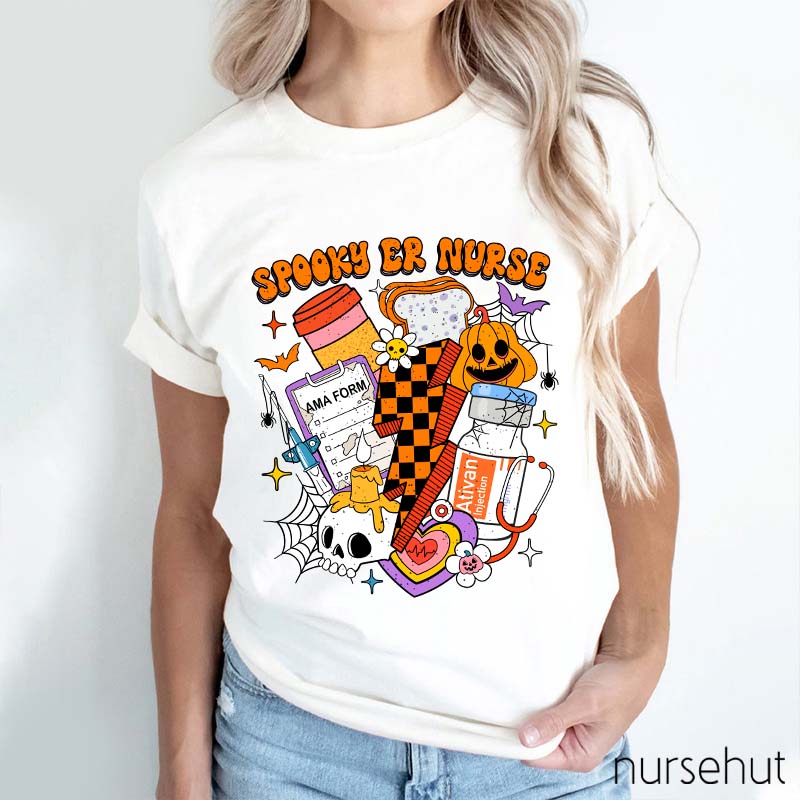 Spooky Halloween Emergency Nurse Nurse T-Shirt