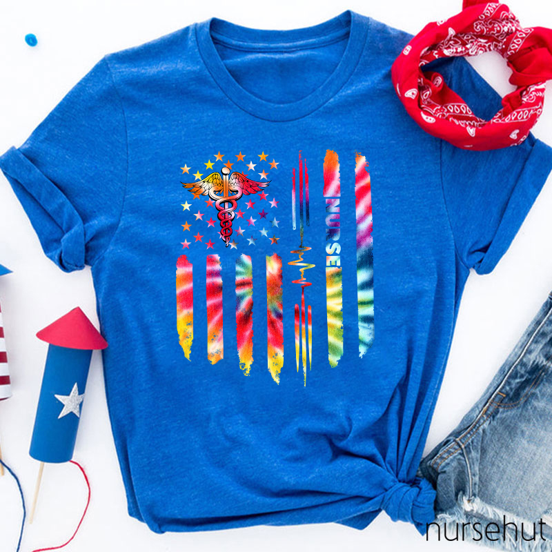 Tie-dye Flag Nurse T-Shirt