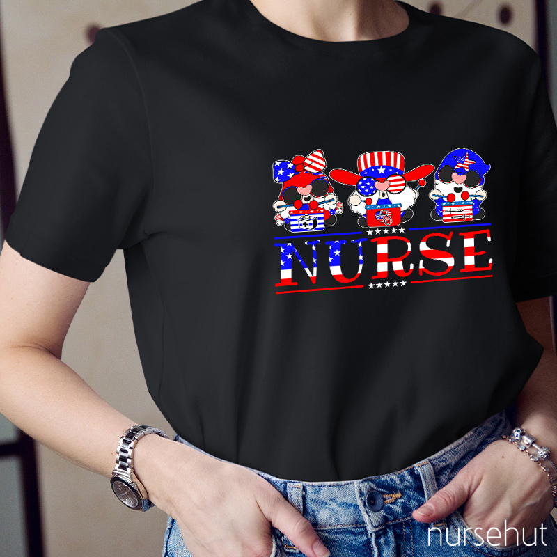 Independent Flag Cartoon Nurse T-Shirt