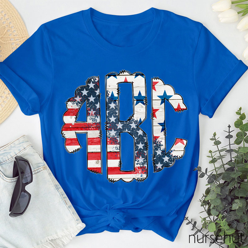 Personalized Independence Day ABC Letters Nurse T-Shirt