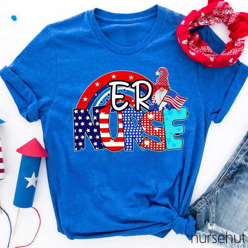 Personalized Department Independence Day ER Nurse T-Shirt