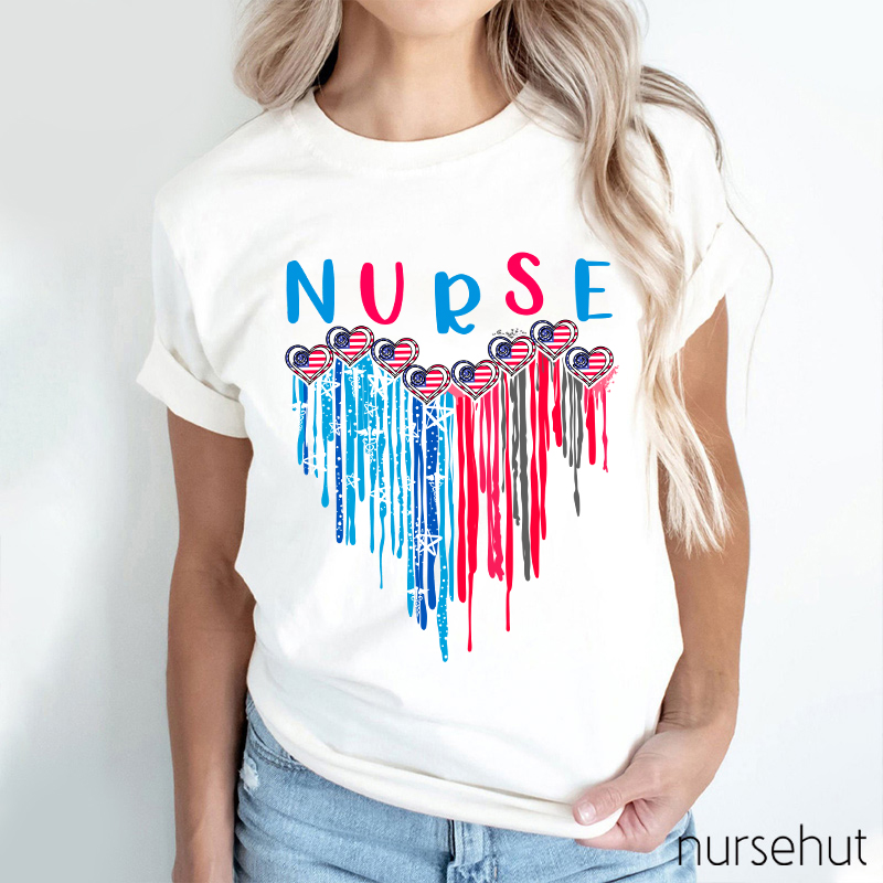 Independence Day Heart Flag Nurse T-Shirt