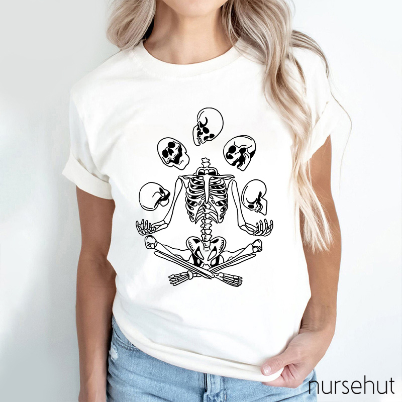 Halloween Sitting Skull Nurse T-Shirt