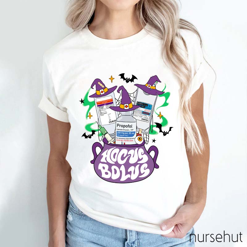 Hocus Bolus Halloween Pharmacist Nurse T-Shirt