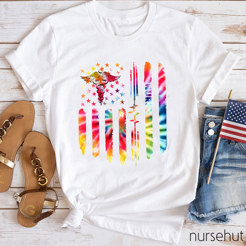 Tie-dye Flag Nurse T-Shirt