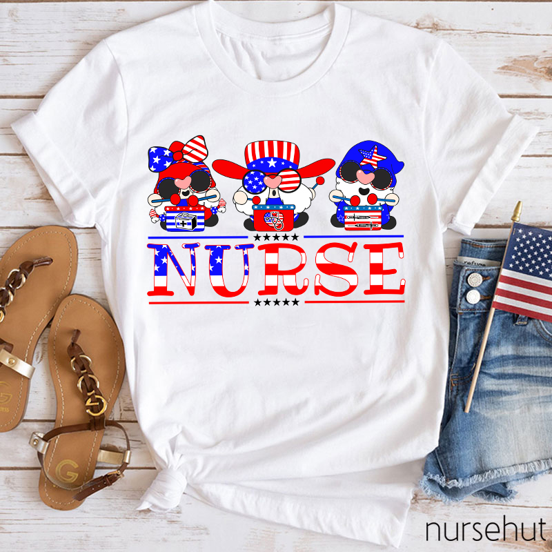 Independent Flag Cartoon Nurse T-Shirt