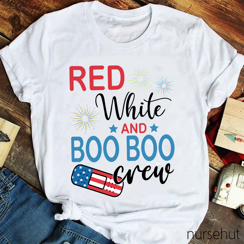 Independence Day Red White And Boo Boo Nurse T-Shirt