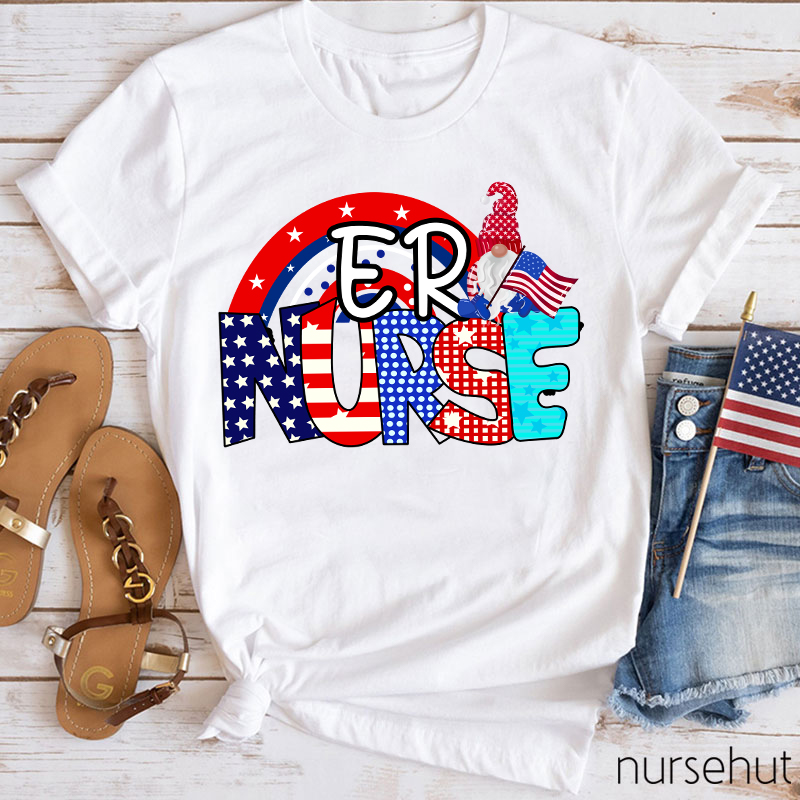 Personalized Department Independence Day ER Nurse T-Shirt