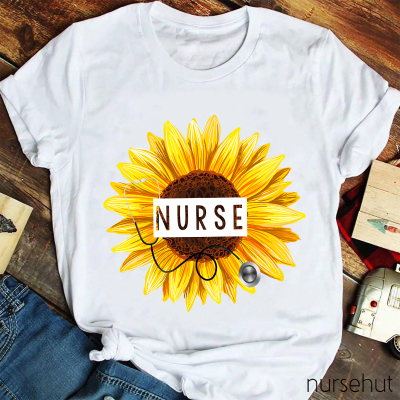 Sunflower And Stethoscope Nurse T-Shirt