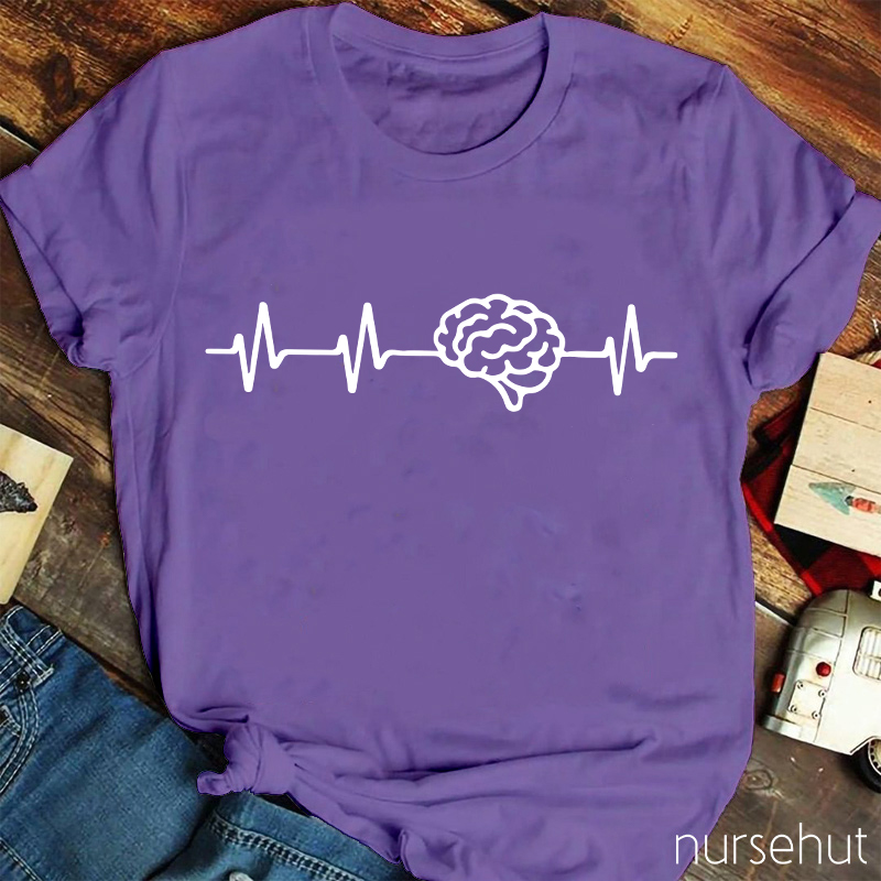 Funny Brain Heartbeat Nurse T-Shirt