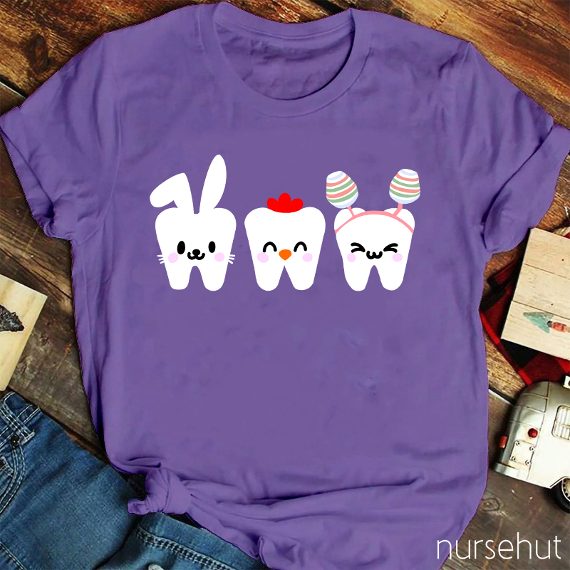 Tooth Bunny Chick Easter Nurse T-Shirt