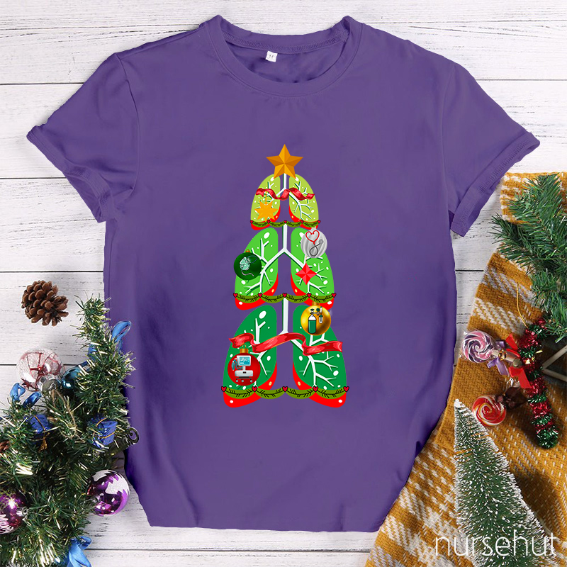 Christmas Lung Tree Medical Equipments Nurse T-Shirt