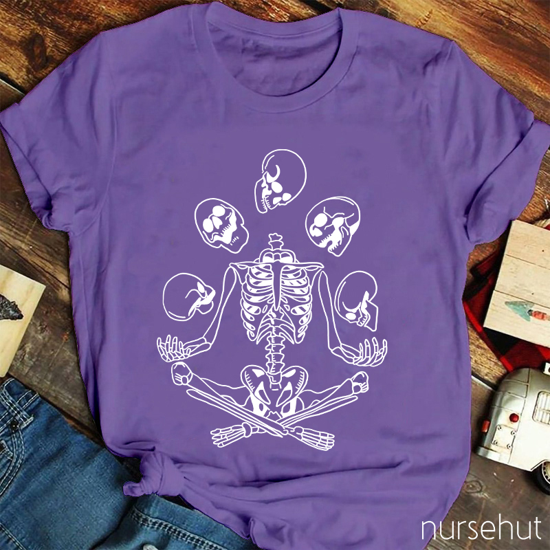 Halloween Sitting Skull Nurse T-Shirt