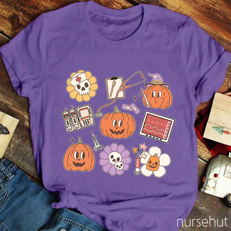 Halloween Pumpkins Nurse Life Nurse T-Shirt