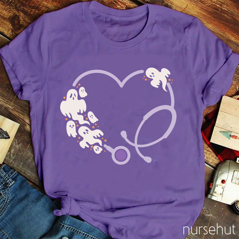 Ghost Stethoscope Heart Nurse T-Shirt