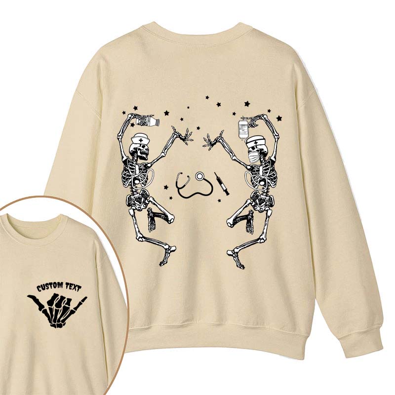 Personalized Dancing Skeleton Nurse Two Sided Sweatshirt