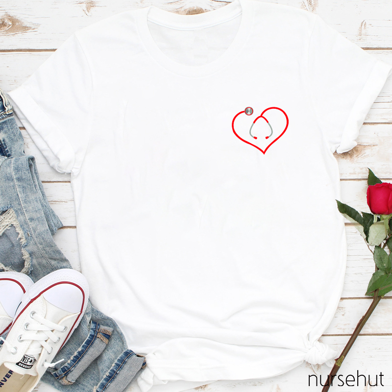 Heart-Shaped Stethoscope Nurse T-Shirt