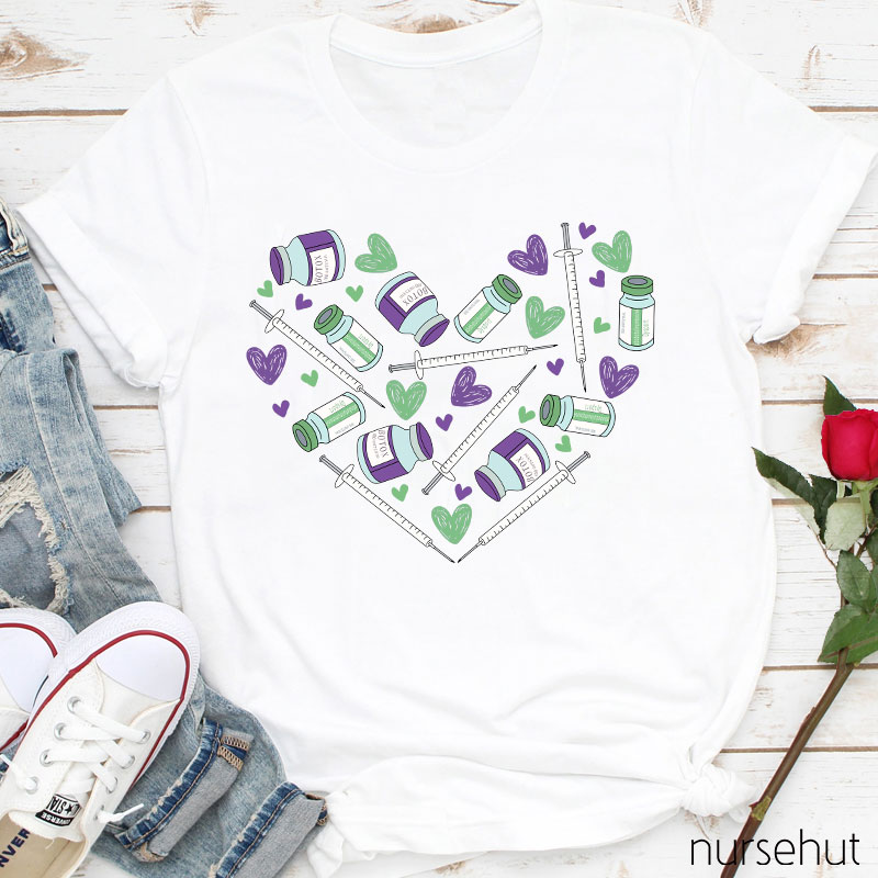 Heart-Shaped Botox And Syringe Nurse T-Shirt