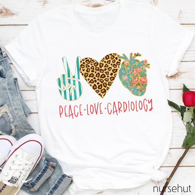 Peace Love Cardiology Nurse T-Shirt