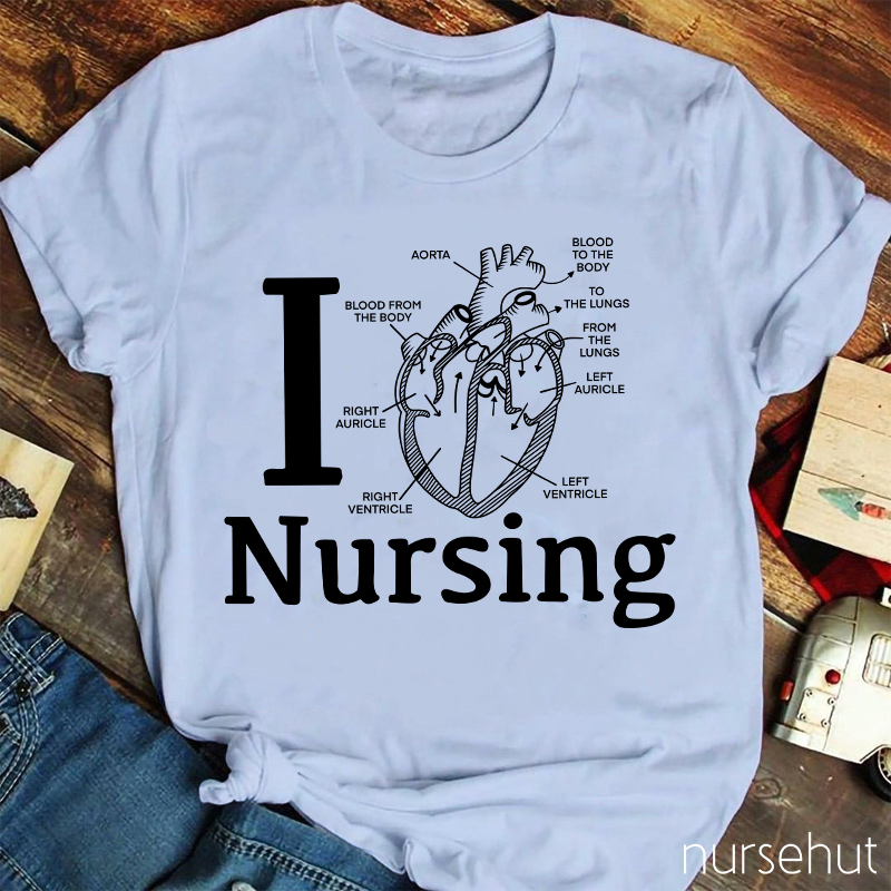 I Love Nursing Anatomical Heart Nurse T-Shirt