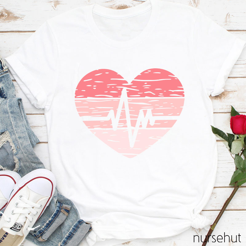 Heartbeat Wave In Heart Nurse T-Shirt