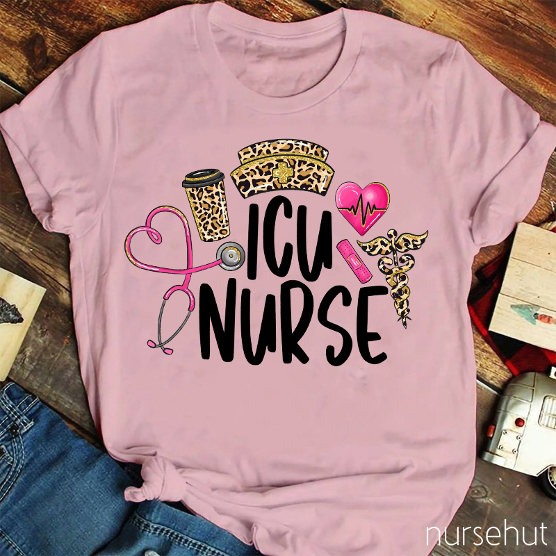 Leopard ICU Nurse T-shirt