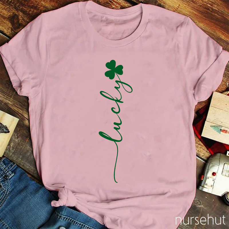 Clover Flower Lucky Stem Nurse T-Shirt