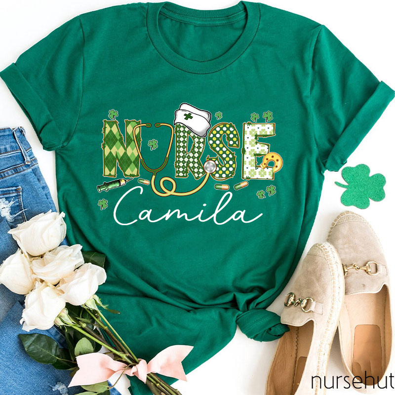 Personalized Name Clover Nurse T-Shirt