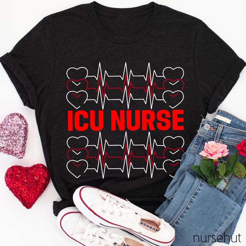 Heart Popping ICU Nurse T-Shirt