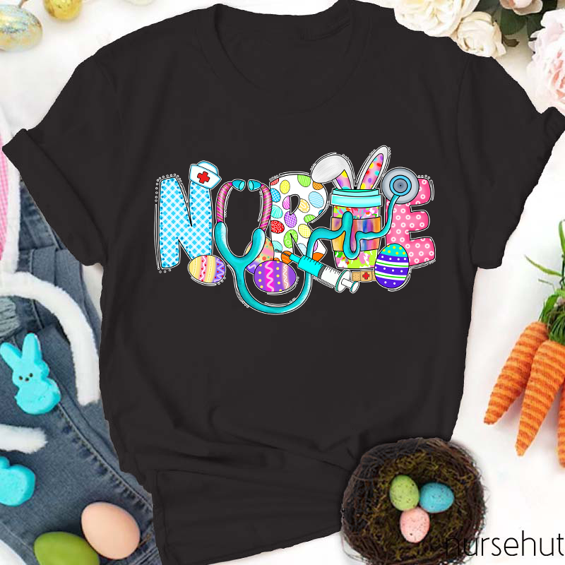 Rich Pattern Bunny Ear Nurse T-Shirt