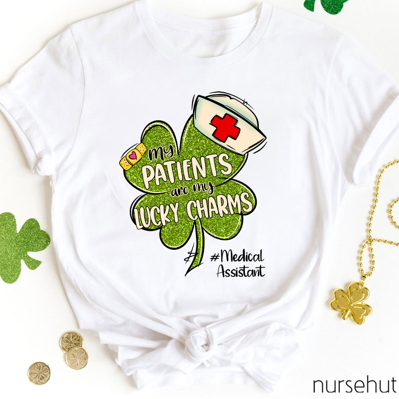 Personalized Title Shamrock My Patients Are My Lucky Charms Nurse T-Shirt