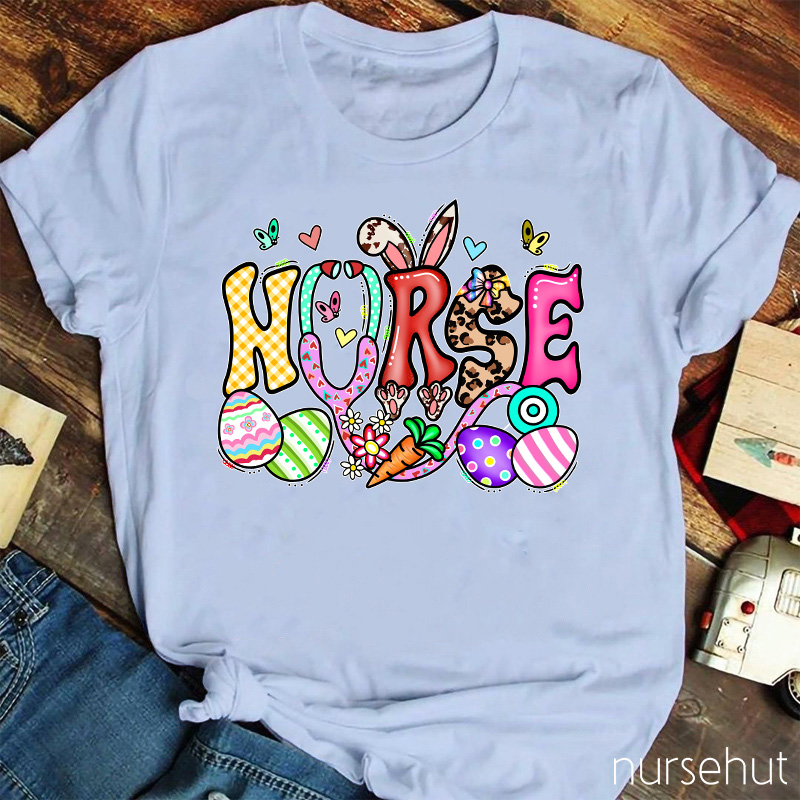 Easter Nurse Bunny Ears Eggs Carrot Nurse T-Shirt