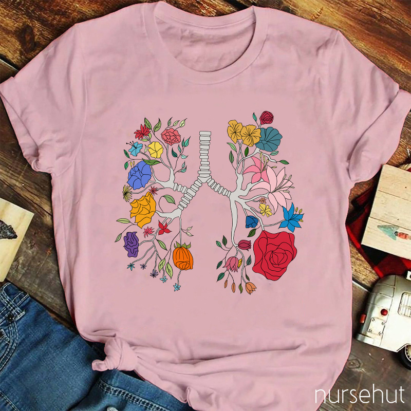 Floral Lungs Nurse T-Shirt