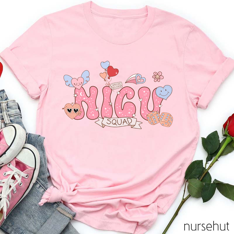 Personalized Cute Pink Heart Nurse T-Shirt