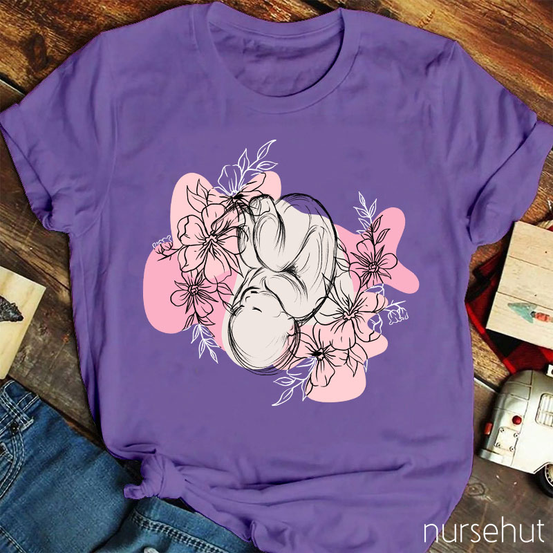 We Saw A Baby Grow In Flowers Nurse T-Shirt