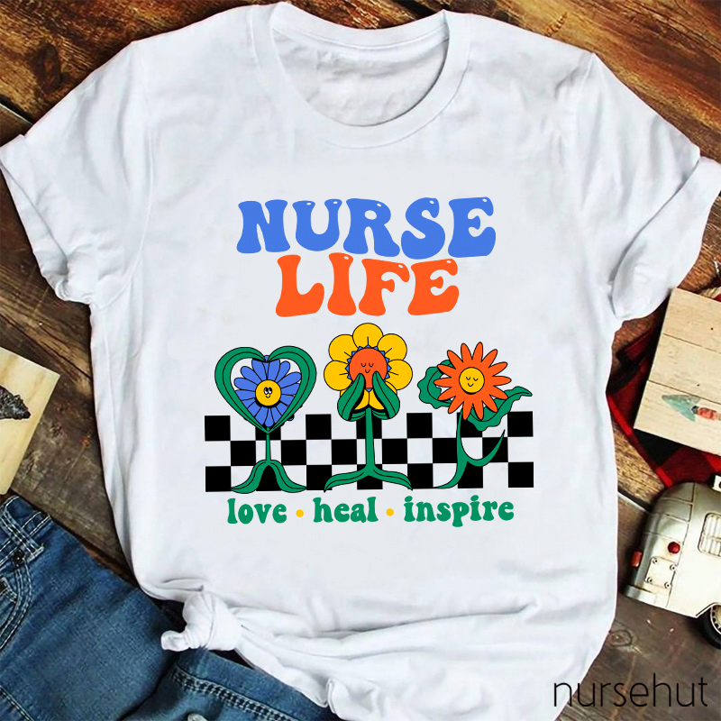 Nurse Life Love Heal Inspire Nurse T-Shirt