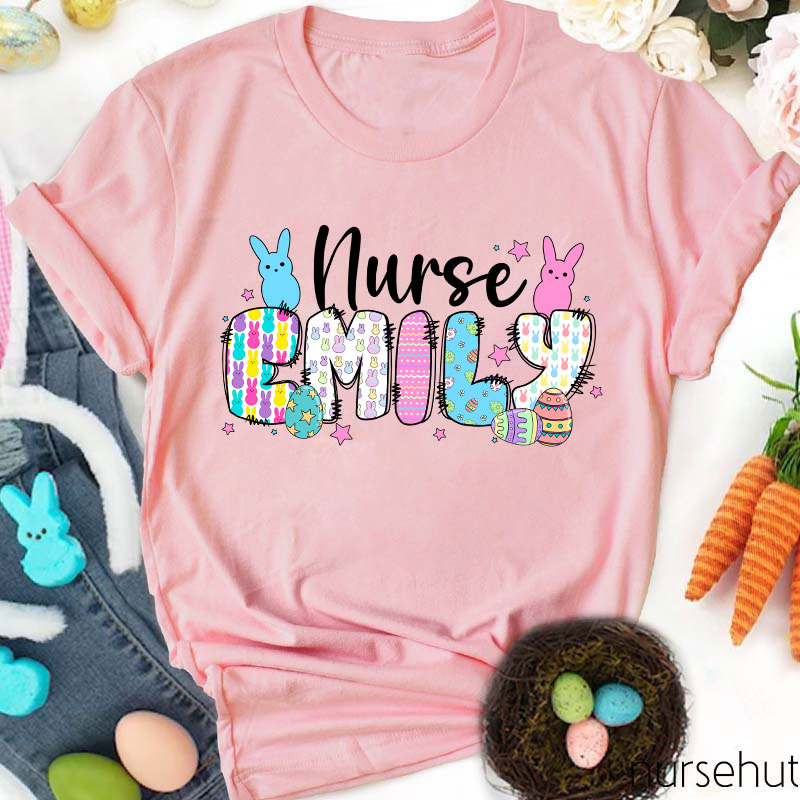 Personalized Bunny Nurse Name Nurse T-Shirt