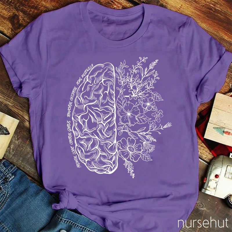 Half Brain And Flower Nurse T-Shirt