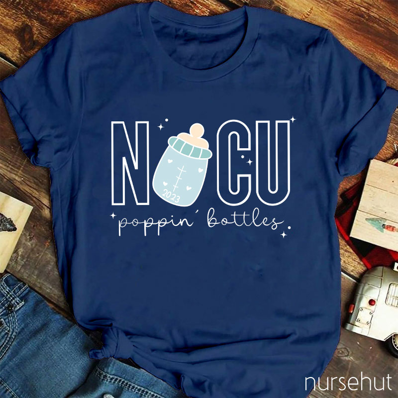 NICU Popping Bottles Nurse T-Shirt