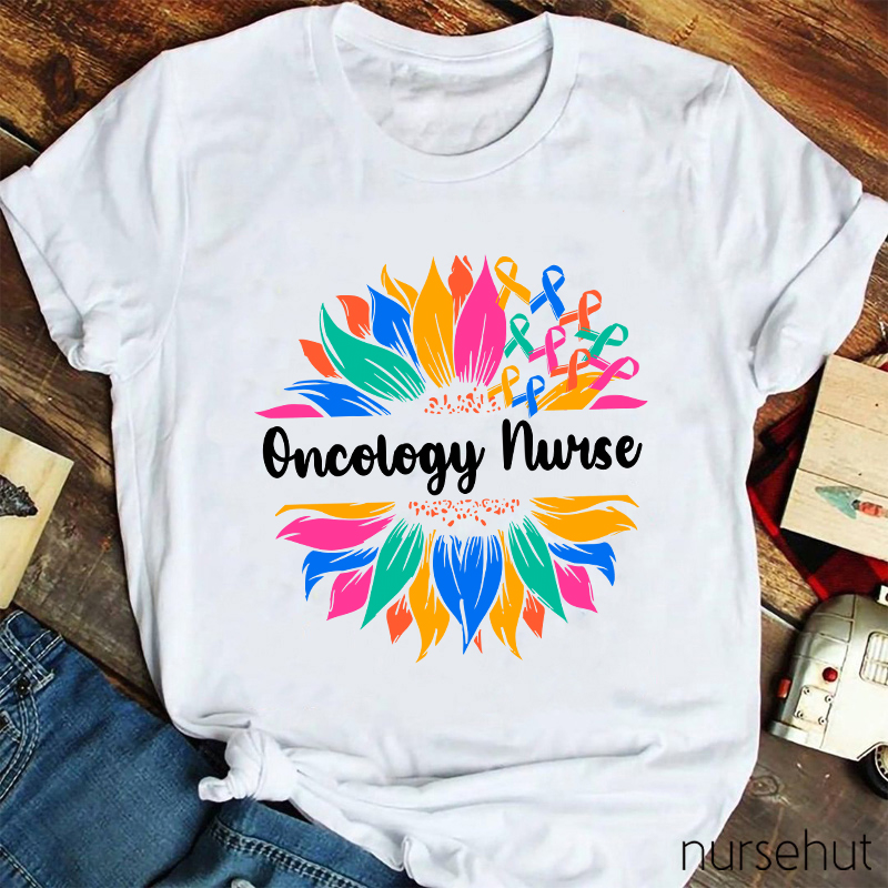 Personalized Colored Sunflower Nurse T-Shirt